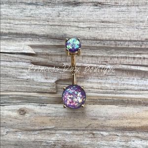 Purple Opal Gold Prong Belly Buttonβ Ring